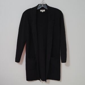 Loft Black Open Front Cardigan, Size Medium Petite